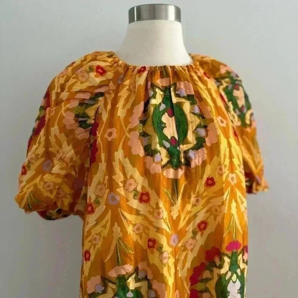 New Marie Oliver Greta Dress Marigold Trellis Sz M $338.00 - Picture 6 of 15